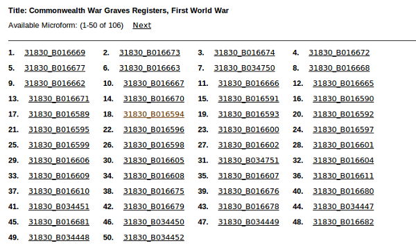 Circumstances of Death Registers, First World War.