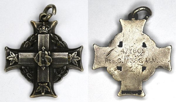 The Memorial Cross sent to the next-of-kin of 477609 Private Clifford Moss, M.M. of The Royal Canadian Regiment.