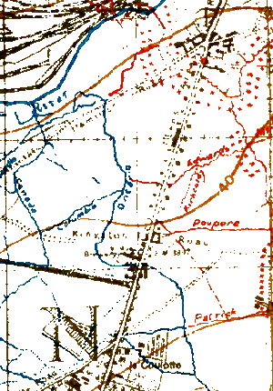 The Ontario Trench area of the July 1917 Trench Map, the version has been adjusted to make the background transparent.
