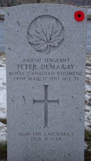 CWGC headstone for Sgt Peter Demaray