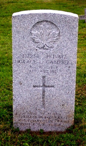 CWGC headstone for Pte L.H. Campbell