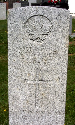 CWGC headstone for Pte James Lovell