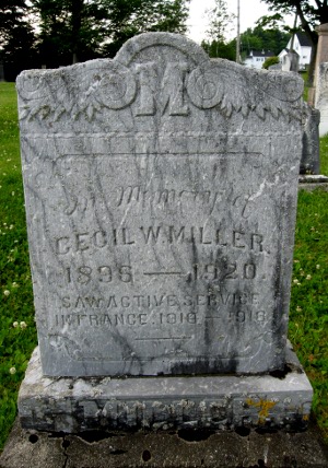 CWGC headstone for Pte Cecil Miller