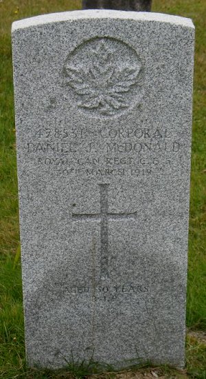 CWGC headstone for Cpl Daniel McDonald