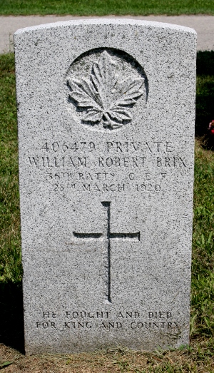 CWGC headstone for Pte William Brix