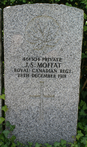 CWGC headstone for Pte James Moffat