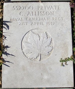 CWGC headstone for Pte Conrad Allison