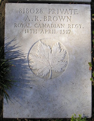 CWGC headstone for Pte Alexander Brown