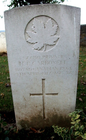 CWGC headstone for Pte Henry Carbonell
