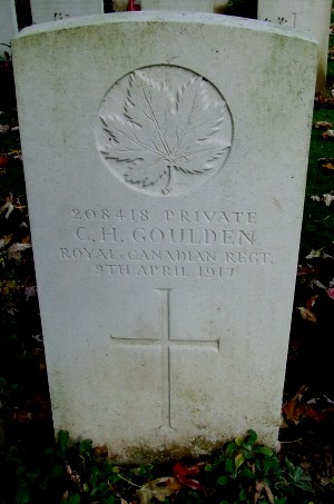 CWGC headstone for Pte Charles Goulden
