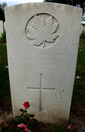 CWGC headstone for Pte Francis Sproule