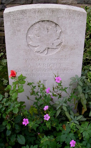 CWGC headstone for Cpl Albert Wright