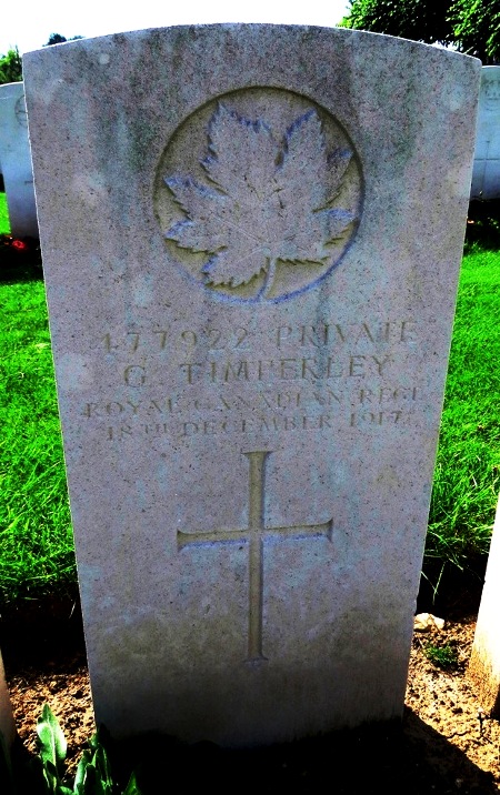 CWGC headstone for Pte George Timperley.