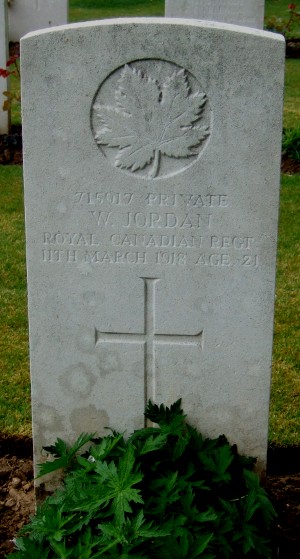 CWGC headstone for Pte Wilfred Jordan