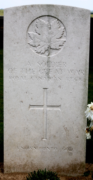 An Unknown Soldier of The RCR, buried at Adanac Military Cemetery