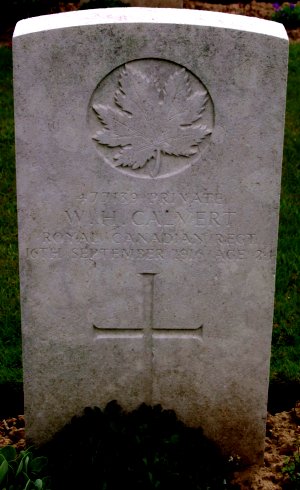 CWGC headstone for Pte William Calvert.