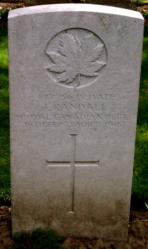 CWGC headstone for Pte Joseph Randall.
