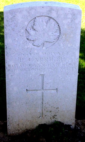 CWGC headstone for Pte Philias Carriere.