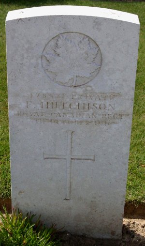 CWGC headstone for Pte Fred Hutchison.