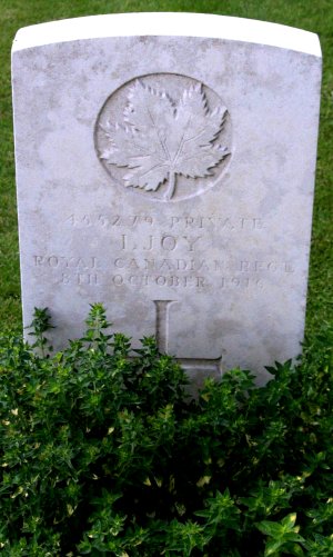CWGC headstone for Pte Ivan Joy.