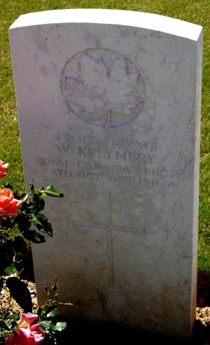CWGC headstone for Pte William Kelymery.