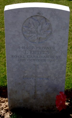 CWGC headstone for Pte Jules Ketels.