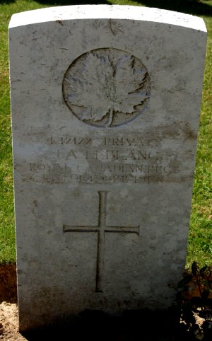 CWGC headstone for Pte Joseph LeBlanc.