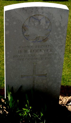 CWGC headstone for Pte Henry Lockyer.