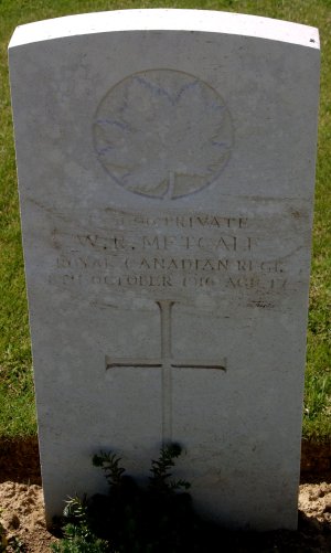CWGC headstone for Pte Wellington Metcalf.