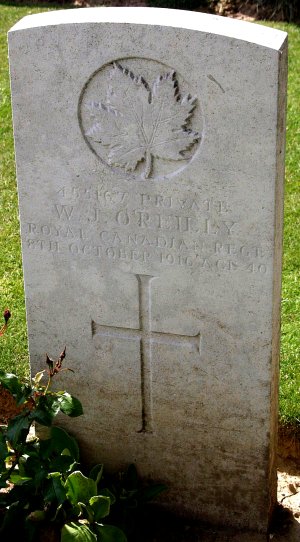 CWGC headstone for Pte William O'Reilly.
