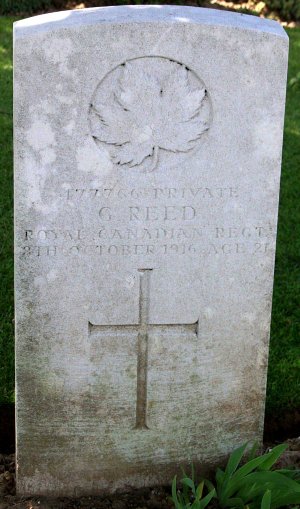 CWGC headstone for Pte George Reed.