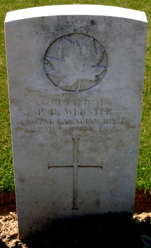 CWGC headstone for Pte Francis Webster.