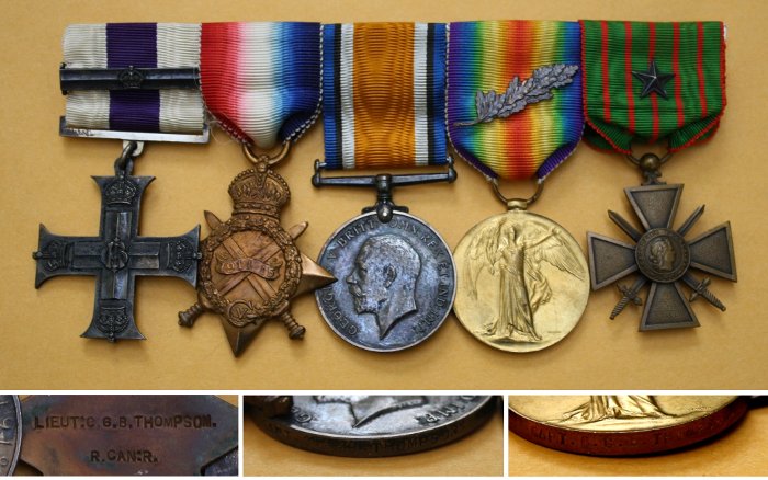 Medals awarded to Captain Charles Gardner Burton Thompson, M.C.